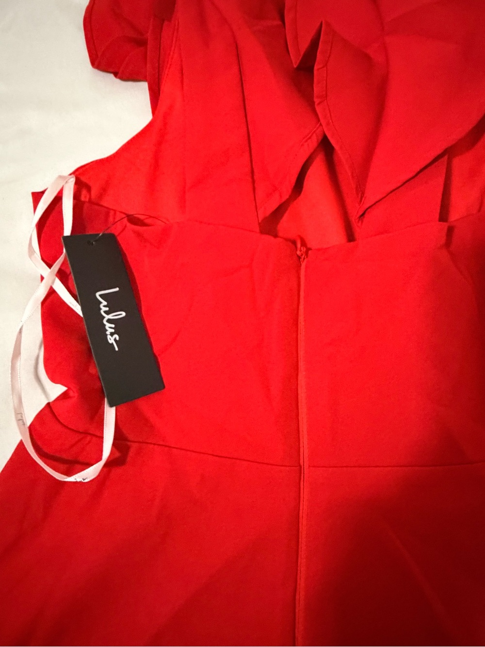 Lulu's Red Ruffle V-Neck Mini Dress - Picture 3 of 3